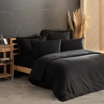 Lenjerie de pat dubla, Silky - Black, Cotton Box, Lyocell/Bumbac imagine