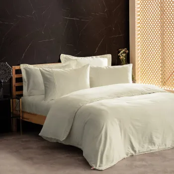 Lenjerie de pat dubla, Silky - Ecru, Cotton Box, Lyocell/Bumbac imagine