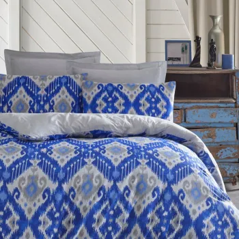 Lenjerie de pat dubla, Stella - Blue, EnLora Home, 65% bumbac/35% poliester imagine