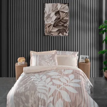 Lenjerie de pat dubla Super King (EU) (IT), 3 piese, L'essentiel Maison, 480, Crem/Alb imagine