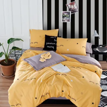 Lenjerie de pat dubla Super King (EU) (IT), 3 piese, L'essentiel Maison, Dide, Galben imagine