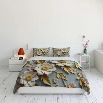 Lenjerie de pat dubla Super King (EU) (IT), 3 piese, L'essentiel Maison, FLW_DVT25-14, Multicolor imagine