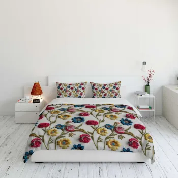 Lenjerie de pat dubla Super King (EU) (IT), 3 piese, L'essentiel Maison, FLW_DVT25-17, Multicolor imagine