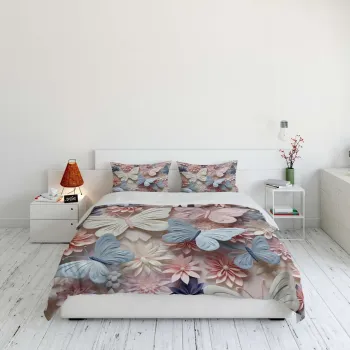 Lenjerie de pat dubla Super King (EU) (IT), 3 piese, L'essentiel Maison, FLW_DVT25-21, Multicolor imagine