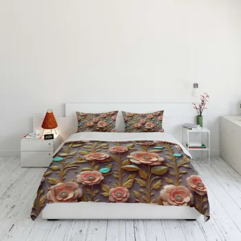 Lenjerie de pat dubla Super King (EU) (IT), 3 piese, L'essentiel Maison, FLW_DVT25-28, Multicolor imagine