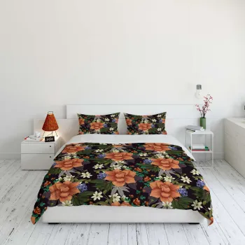 Lenjerie de pat dubla Super King (EU) (IT), 3 piese, L'essentiel Maison, FLW_DVT25-29, Multicolor imagine