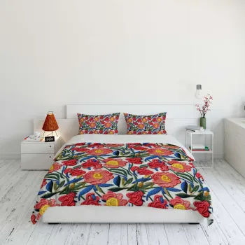 Lenjerie de pat dubla Super King (EU) (IT), 3 piese, L'essentiel Maison, FLW_DVT25-39, Multicolor imagine