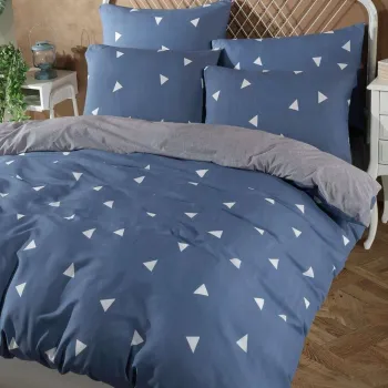 Lenjerie de pat dubla Super King (EU) (IT), 3 piese, L'essentiel Maison, Geometrik, Albastru imagine