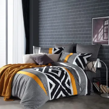 Lenjerie de pat dubla Super King (EU) (IT), 3 piese, L'essentiel Maison, Gordion, Maro/Alb imagine