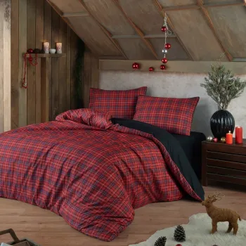 Lenjerie de pat dubla Super King (EU) (IT), 3 piese, L'essentiel Maison, Iskoc, 65% bumbac/35% poliester, Rosu imagine