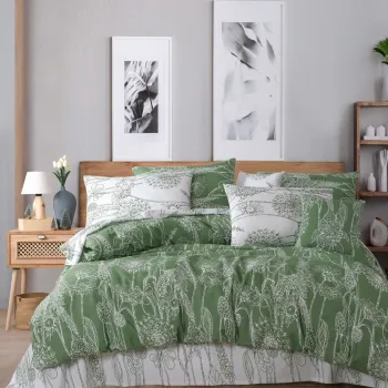 Lenjerie de pat dubla Super King (EU) (IT), 3 piese, L'essentiel Maison, Lara, Verde/Alb imagine