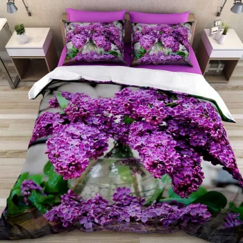 Lenjerie de pat dubla Super King (EU) (IT), 3 piese, L'essentiel Maison, Lavender, Bumbac;Poliester, Mov / Verde / Gri imagine