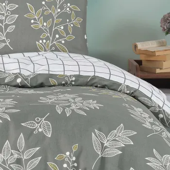 Lenjerie de pat dubla Super King (EU) (IT), 3 piese, L'essentiel Maison, LineLeaf, Verde imagine