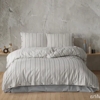 Lenjerie de pat dubla Super King (EU) (IT), 3 piese, L'essentiel Maison, Miha v1, Bumbac, Crem / Mov imagine