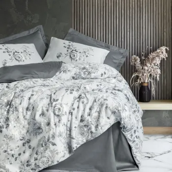 Lenjerie de pat dubla Super King (EU) (IT), 3 piese, L'essentiel Maison, Moale, Gri imagine