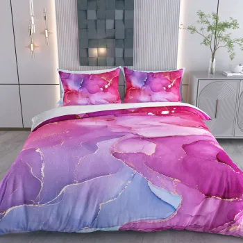 Lenjerie de pat dubla Super King (EU) (IT), 3 piese, L'essentiel Maison, Safir, Bumbac;Poliester, Mov / Roz / Albastru imagine