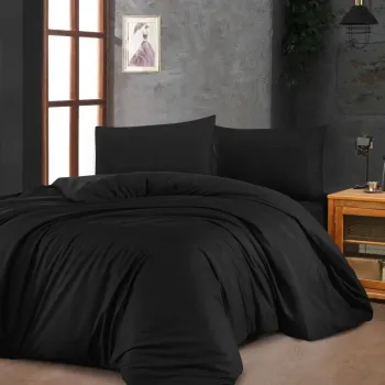 Lenjerie de pat dubla Super King (EU) (IT), L'essentiel Maison, Black, Negru imagine