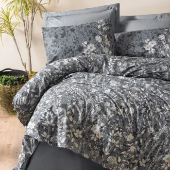 Lenjerie de pat dubla Super King (EU) (IT), L'essentiel Maison, Comely, Antracit imagine