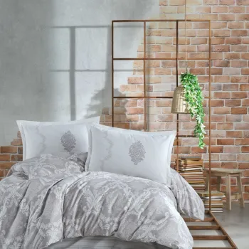 Lenjerie de pat dubla Super King (EU) (IT), L'essentiel Maison, Fiorita v2, Bumbac Ranforce, Lila imagine