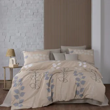 Lenjerie de pat dubla Super King (EU) (IT), L'essentiel Maison, Henna, Bej / Gri / Alb imagine