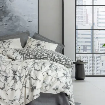 Lenjerie de pat dubla Super King (EU) (IT), L'essentiel Maison, Hilaris, Antracit imagine