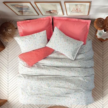 Lenjerie de pat dubla Super King (EU) (IT), L'essentiel Maison, Messy, Coral imagine