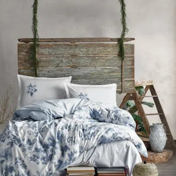 Lenjerie de pat dubla Super King (EU) (IT), L'essentiel Maison, Miarosa v1, Bumbac Ranforce, Albastru imagine