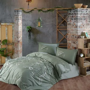 Lenjerie de pat dubla Super King (EU) (IT), L'essentiel Maison, Mohana v1, Verde menta imagine