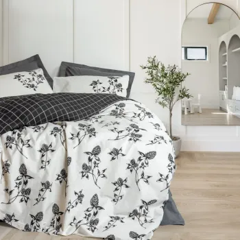 Lenjerie de pat dubla Super King (EU) (IT), L'essentiel Maison, Ohia, Antracit imagine