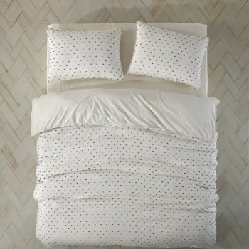 Lenjerie de pat dubla Super King (EU) (IT), L'essentiel Maison, Pas a Pas, Crem/Negru imagine