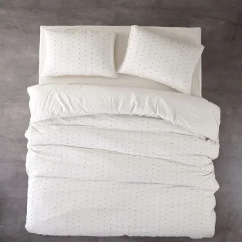 Lenjerie de pat dubla Super King (EU) (IT), L'essentiel Maison, Point v2, Crem/Negru imagine