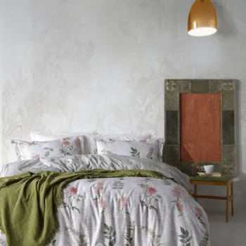 Lenjerie de pat dubla Super King (EU) (IT), L'essentiel Maison, Sile, Bej / Crem / Bleumarin imagine