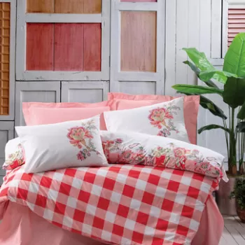 Lenjerie de pat dubla Super King (EU) (IT), Oregano - Pink, Cotton Box, Bumbac Ranforce imagine