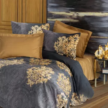 Lenjerie de pat dubla Super King (FR), 3 piese, Jadira - Beige, Cotton Box, Bumbac Satinat imagine