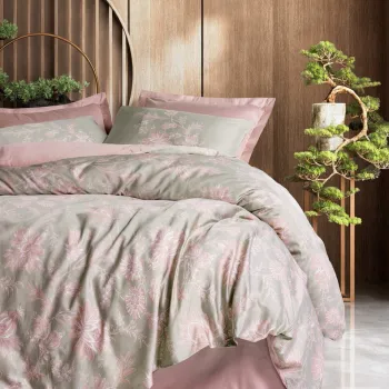 Lenjerie de pat dubla Super King (FR), 3 piese, L'essentiel Maison, Betula, Roz pudra imagine
