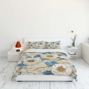 Lenjerie de pat dubla Super King (FR), 3 piese, L'essentiel Maison, FLW_DVT25-19, Multicolor imagine