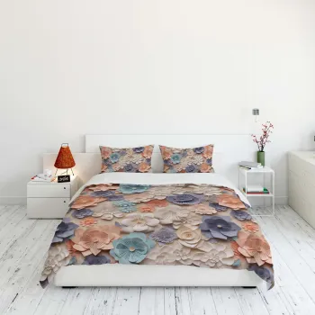 Lenjerie de pat dubla Super King (FR), 3 piese, L'essentiel Maison, FLW_DVT25-20, Multicolor imagine