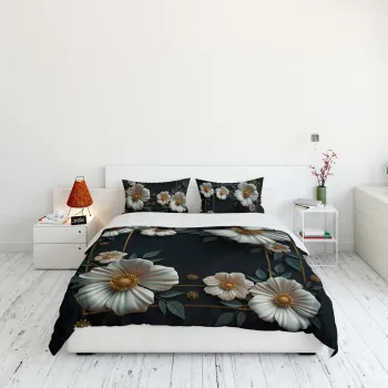 Lenjerie de pat dubla Super King (FR), 3 piese, L'essentiel Maison, FLW_DVT25-22, Multicolor imagine