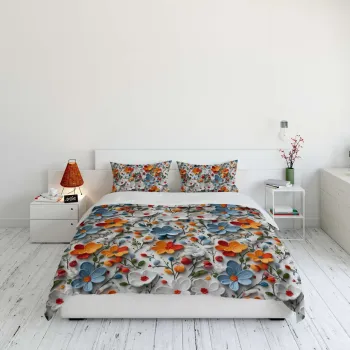 Lenjerie de pat dubla Super King (FR), 3 piese, L'essentiel Maison, FLW_DVT25-23, Multicolor imagine