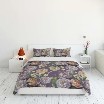 Lenjerie de pat dubla Super King (FR), 3 piese, L'essentiel Maison, FLW_DVT25-4, Multicolor imagine