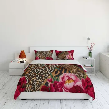 Lenjerie de pat dubla Super King (FR), 3 piese, L'essentiel Maison, FLW_DVT25-40, Multicolor imagine