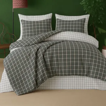 Lenjerie de pat dubla Super King (FR), 3 piese, L'essentiel Maison, Graph, Antracit imagine