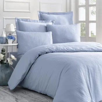 Lenjerie de pat dubla Super King (FR), 3 piese, L'essentiel Maison, Line, Albastru imagine