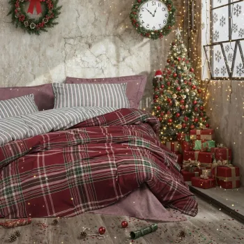 Lenjerie de pat dubla Super King (FR), 3 piese, L'essentiel Maison, Pledd, Rosu claret imagine