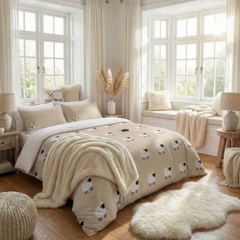 Lenjerie de pat dubla Super King (FR), 3 piese, L'essentiel Maison, The Black Sheep, Unt galben imagine