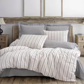 Lenjerie de pat dubla Super King (FR), 3 piese, Unus - Grey, Cotton Box, 50% bumbac / 50% poliester imagine