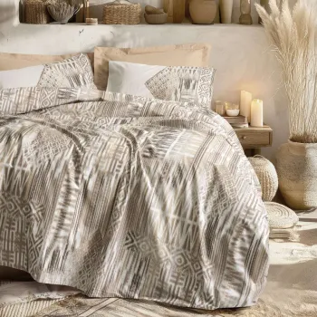 Lenjerie de pat dubla Super King (FR), L'essentiel Maison, Amara, Caramel imagine