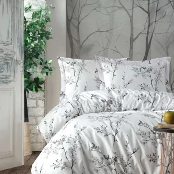 Lenjerie de pat dubla Super King (FR), L'essentiel Maison, Cicory, Alb/Verde imagine