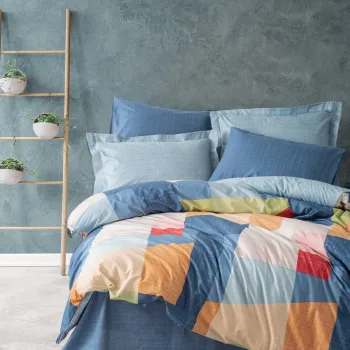 Lenjerie de pat dubla Super King (FR), L'essentiel Maison, Cosy, Albastru / Portocaliu / Rosu / Roz imagine