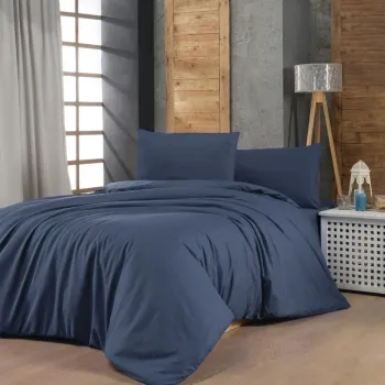 Lenjerie de pat dubla Super King (FR), L'essentiel Maison, Dark Blue, Albastru inchis imagine